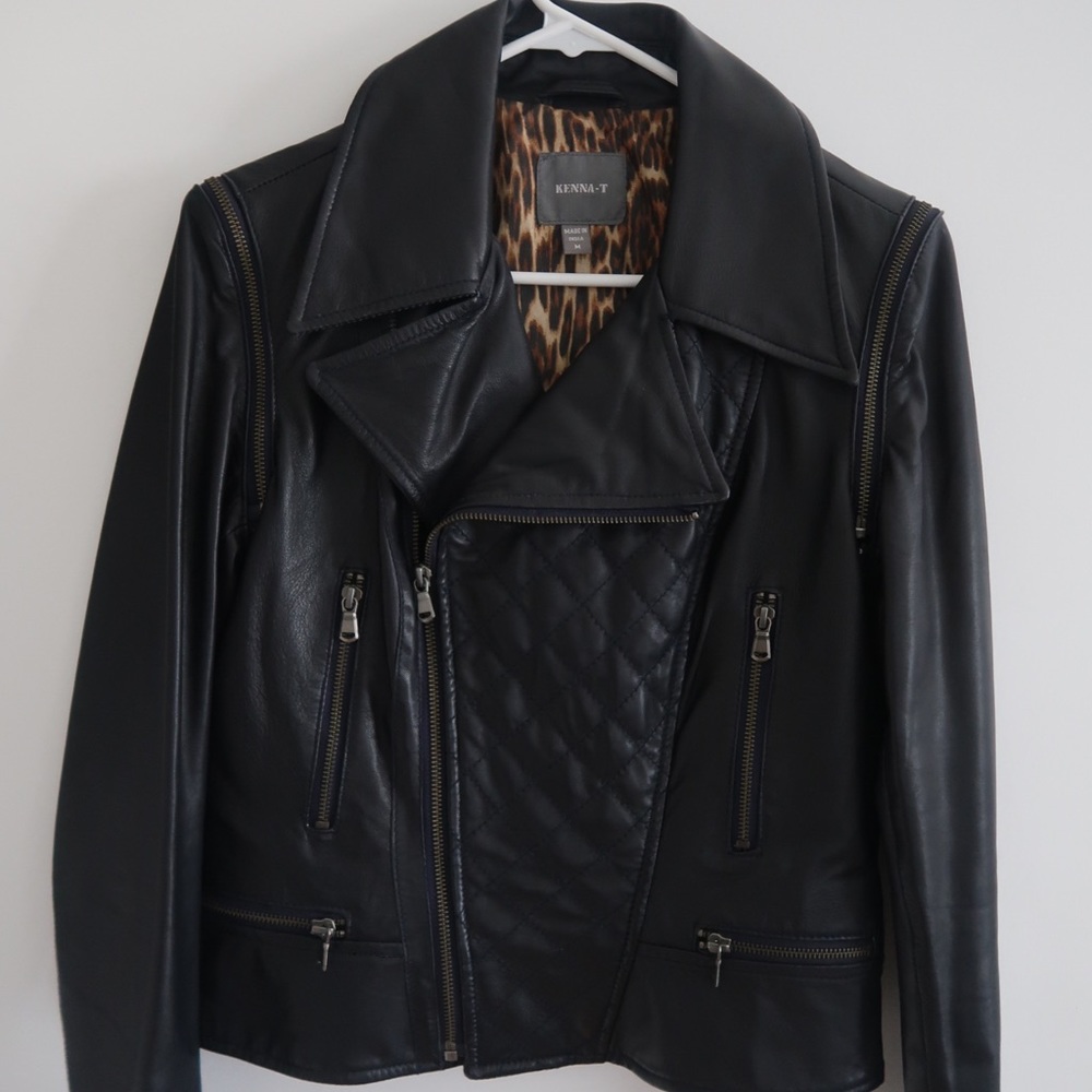 NAVY 100% Genuine Leather Jacket Vest- Medium